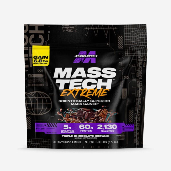 MuscleTech Mass Tech Extreme 2000 Scientifically Superior Mass Gainer Triple Chocolate Brownie 6lbs