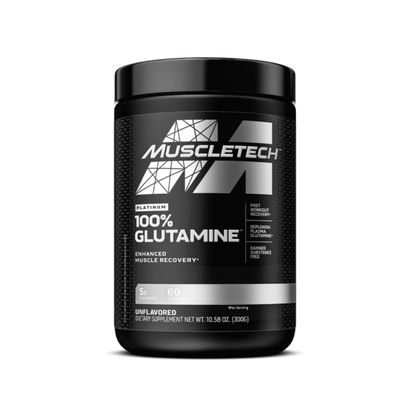 MuscleTech Platinum 100% Glutamine Enhanced Muscle Recovery Unflavored 300g 60 Servings
